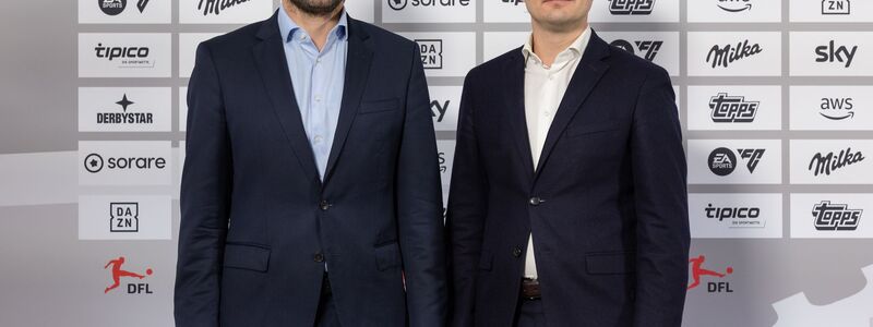 Marc Lenz (l.) und Steffen Merkel: Rekordzahlen beim Wirtschaftsreport der DFL. - Foto: Jürgen Kessler/dpa