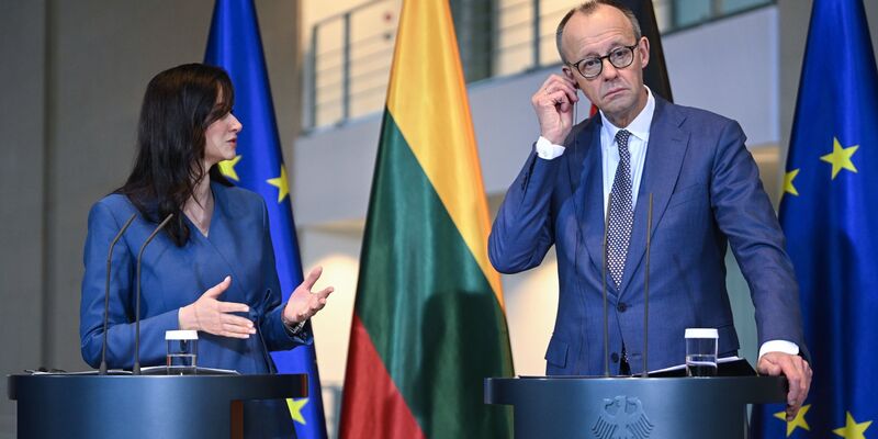 Merz traf die litauische Premierministerin Inga Ruginiene in Berlin. - Foto: Britta Pedersen/dpa