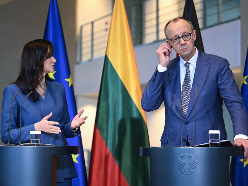 Merz traf die litauische Premierministerin Inga Ruginiene in Berlin. - Foto: Britta Pedersen/dpa