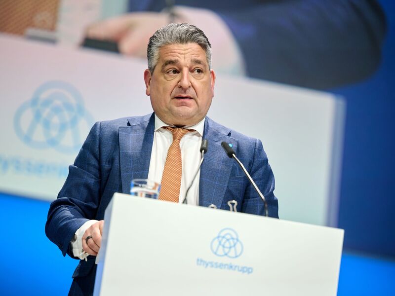 Thyssenkrupp-Chef López wirbt bei den Aktionärinnen und Aktionären für die neue Unternehmensstrategie «Aces 2030». - Foto: Bernd Thissen/dpa