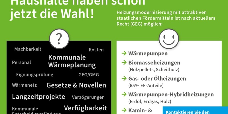 KWP: Haushalte haben beim künftigen Heizen sehr wohl die Wahl / Abwarten ist keine Pflicht - Heizungsmodernisierungen nach wie vor erlaubt - Foto: presseportal.de