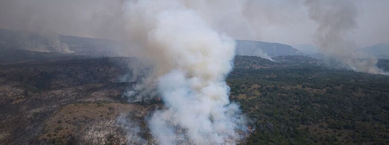 Hohe Temperaturen und starke Winde erschweren die Löscharbeiten. - Foto: Victor R. Carivano/AP/dpa