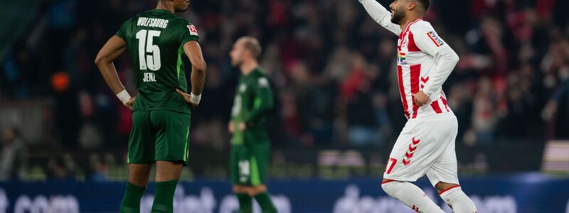 Kölns Linton Maina jubelt über sein Tor zum 1:0 gegen Wolfsburg. - Foto: Marius Becker/dpa