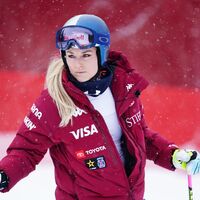 Lindsey Vonn bei der Besichtigung der Abfahrt in Crans-Montana am Freitag. - Foto: Pier Marco Tacca/AP/dpa