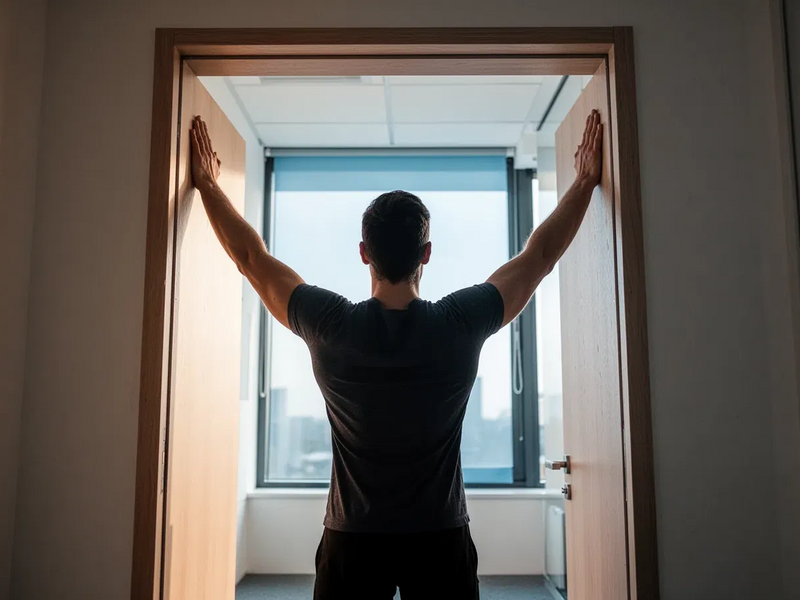 Türrahmen-Stretch bekämpft die Schreibtisch-Schulter - Foto: über boerse-global.de