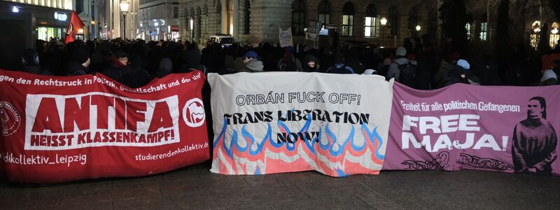 Linke Kundgebung im Stadtzentrum von Leipzig. - Foto: Sebastian Willnow/dpa