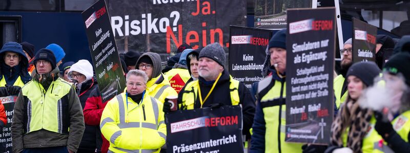 Protest von Fahrlehrern.  - Foto: Soeren Stache/dpa