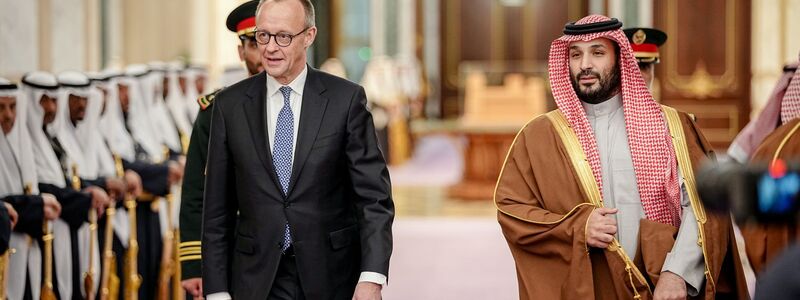 Vom geächteten Herrscher zum begehrten Partner: Merz und der saudische Kronprinz. - Foto: Kay Nietfeld/dpa