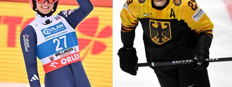 Katharina Schmid in Predazzo und Leon Draisaitl in Mailand führen das deutsche Team bei der Eröffnungsfeier als Fahnenträger an - Foto: Swen Pförtner/Monika Skolimowska/dpa