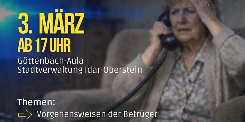 POL-PDTR: Präventionsveranstaltung zum Thema Schockanrufe in Idar-Oberstein - Gemeinsame Veranstaltung der Polizei und Stadt im Rahmen der Sicherheitspartnerschaft - Foto: presseportal.de