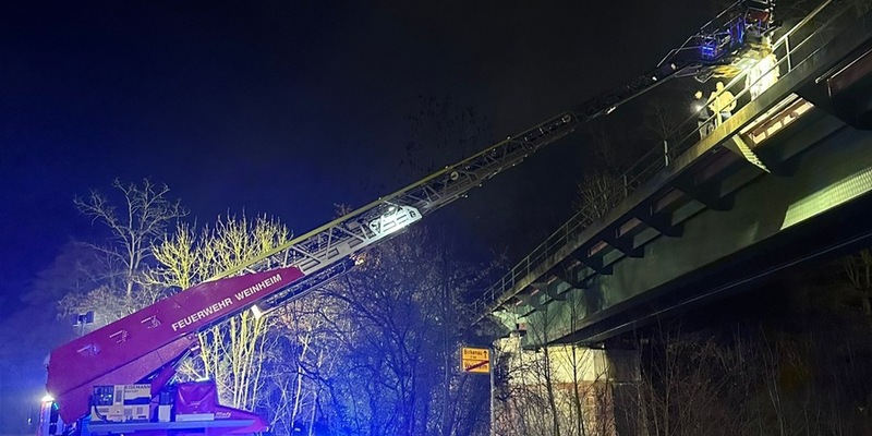 FW Weinheim: Feuerwehr rettet vier junge Menschen aus unwegsamem Gelände - Foto: presseportal.de