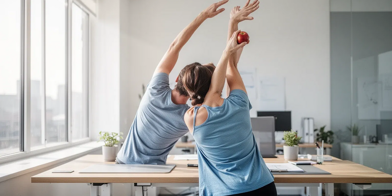 Äpfel pflücken: Einfache Übung gegen den Büro-Rücken - Foto: über boerse-global.de