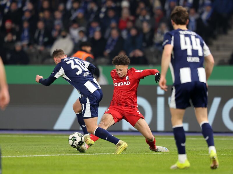 Freiburgs Derry Scherhant spielte bis zum Sommer bei den Berlinern.  - Foto: Andreas Gora/dpa