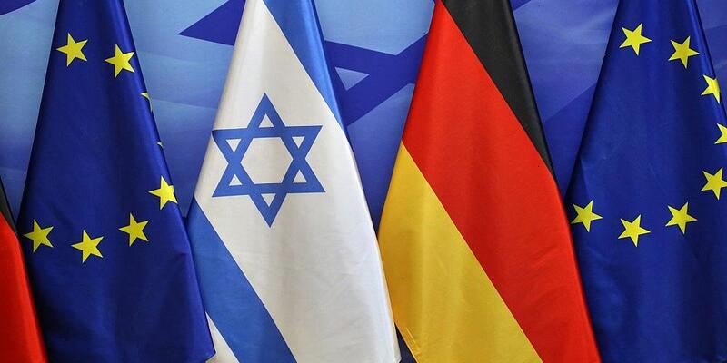 Fahnen von EU, Israel und Deutschland (Archiv) - Foto: via dts Nachrichtenagentur