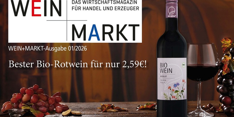 Bester Bio-Rotwein: BIO SONNE Merlot Puglia IGP von NORMA setzt sich an die Spitze von 118 Produkten / Unabhängiger Test von WEIN+MARKT - 1. Platz im Ranking - Foto: presseportal.de
