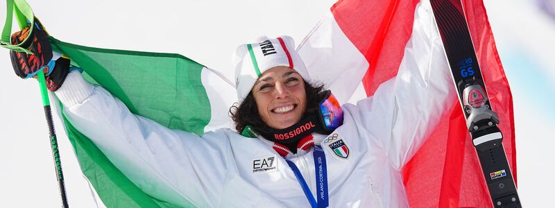 Olympiasiegerin im Super-G: Die Italienerin Federica Brignone. - Foto: Michael Kappeler/dpa