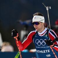 Sturla Holm Laegreid beim Training in Antholz. - Foto: Hendrik Schmidt/dpa