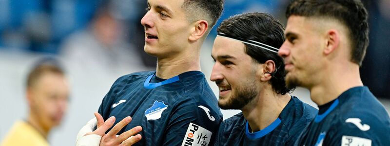 Torschütze Fisnik Asllani (l.): Hoffenheim wirbelt und feiert. - Foto: Uwe Anspach/dpa