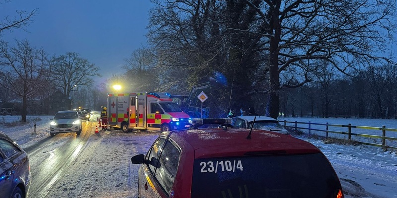 FW Wathlingen: Verkehrsunfall zwischen PKW und Trecker endet glimpflich - Foto: presseportal.de