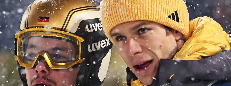 Philipp Raimund (l) und Andreas Wellinger verpassten eine Medaille knapp. - Foto: Daniel Karmann/dpa