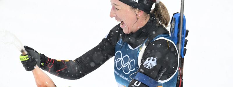 Kann trotz Platz 28 lachen: Franziska Preuß - Foto: Hendrik Schmidt/dpa