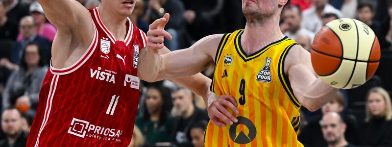 Bambergs Richard Balint (l) und Jonas Mattisseck von Alba Berlin kämpfen um den Ball. - Foto: Sven Hoppe/dpa