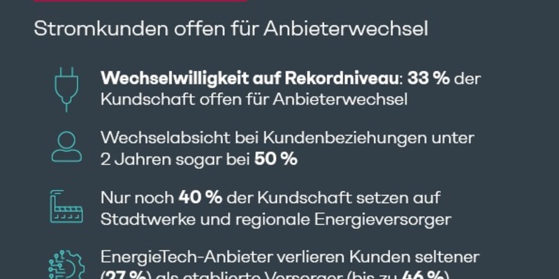 Energie-Studie: Jeder dritte Stromkunde offen für Anbieterwechsel - nur noch ein Drittel setzt auf Stadtwerke und regionale Versorger - Foto: presseportal.de