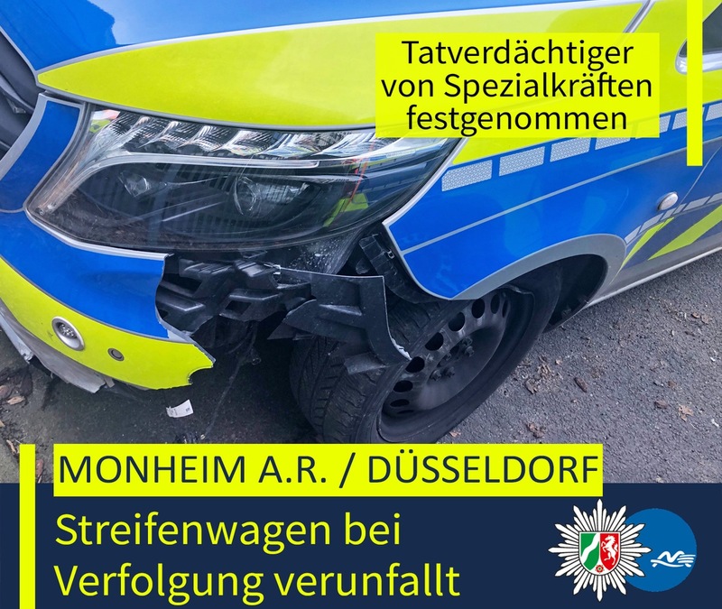 POL-ME: Streifenwagen bei Verfolgungsfahrt verunfallt: Tatverdächtiger von Spezialkräften festgenommen - 2603020 - Foto: presseportal.de