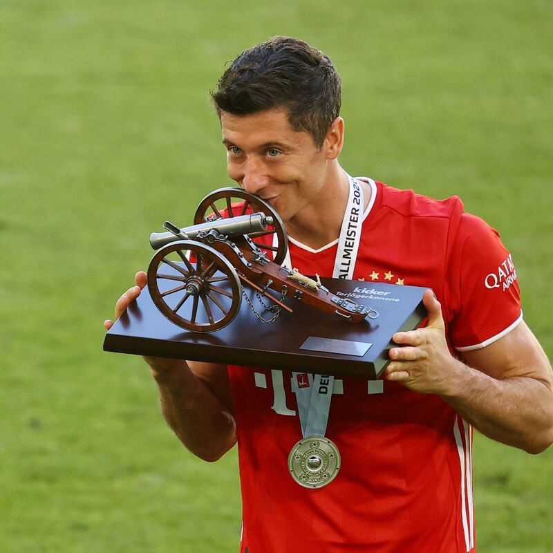 Stellte den Rekord auf: Ex-Bayern-Stürmer Lewandowski. (Archivbild) - Foto: Kai Pfaffenbach/Reuters-Pool/dpa