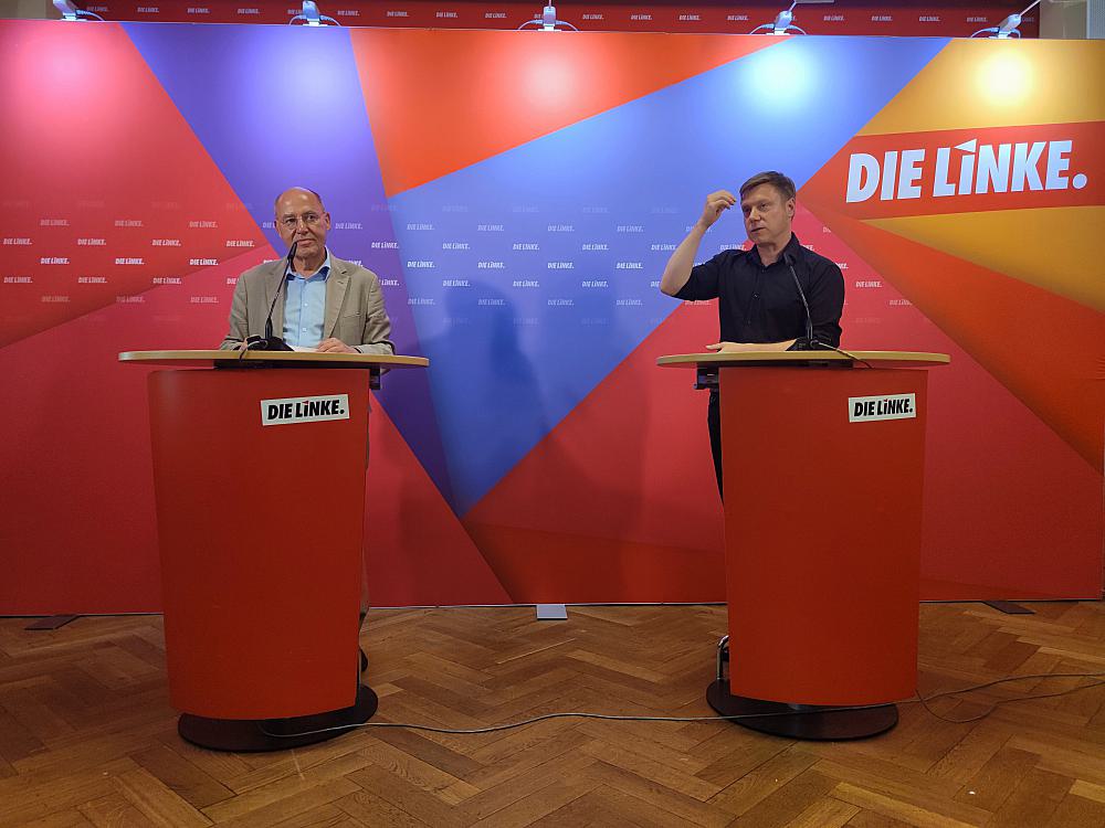 Gregor Gysi und Martin Schirdewan am 24.07.2023