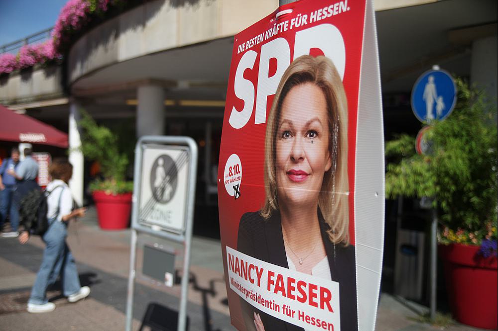 SPD-Wahlplakat zur Landtagswahl in Hessen 2023