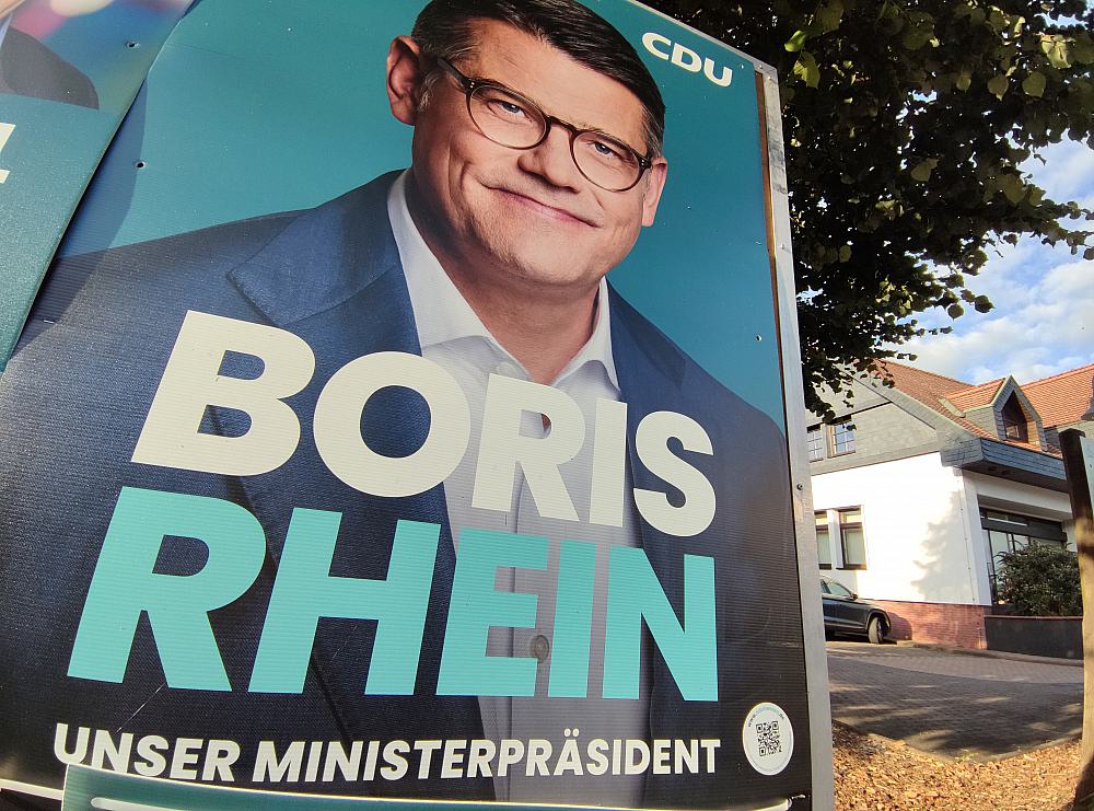 CDU-Wahlplakat zur Landtagswahl in Hessen 2023