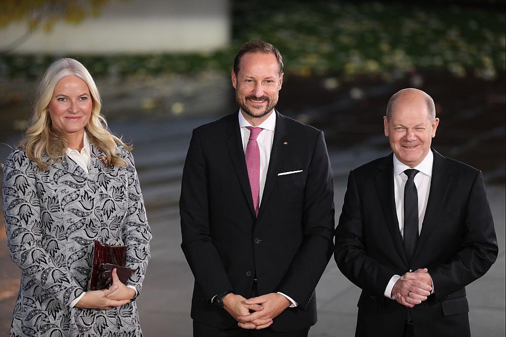 Mette-Marit, Haakon und Olaf Scholz am 09.11.2023