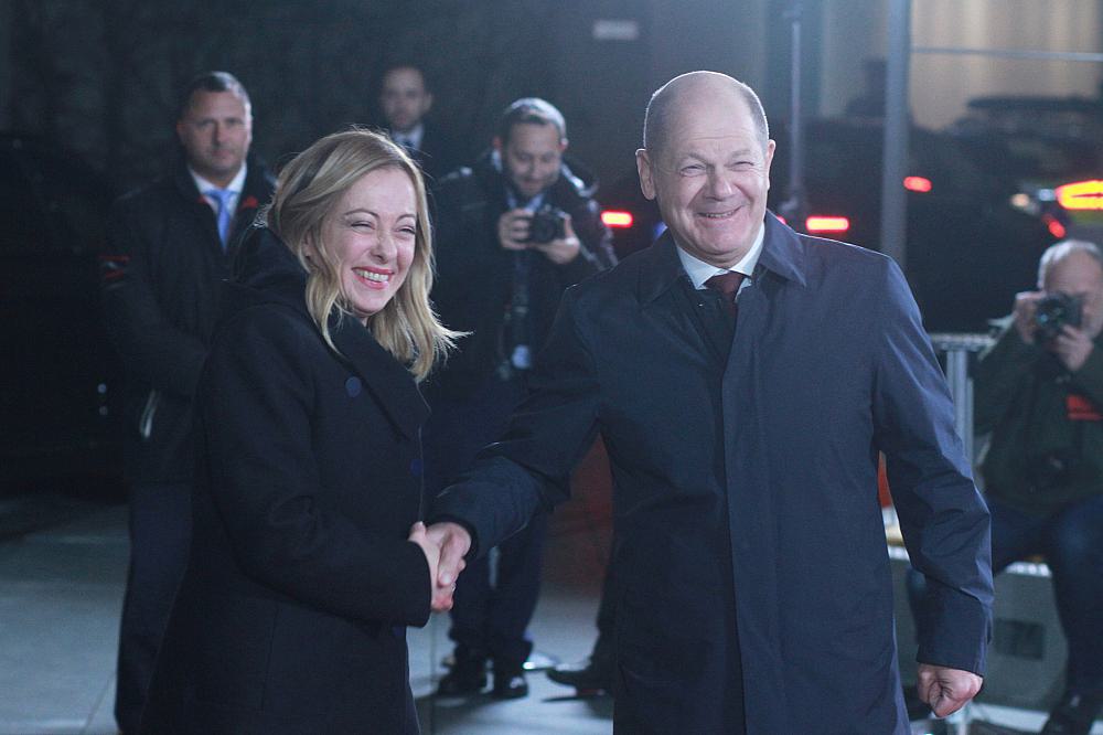 Giorgia Meloni und Olaf Scholz am 22.11.2023