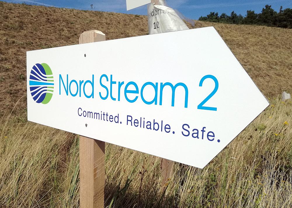 Hinweisschild Nord Stream 2 (Archiv)