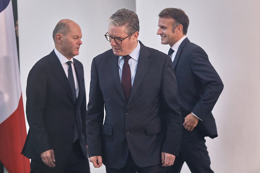 Scholz, Starmer, Macron (Archiv)