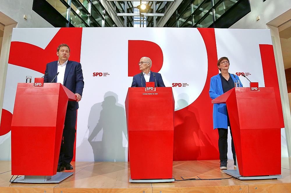 Lars Klingbeil, Peter Tschentscher, Saskia Esken am 03.03.2025
