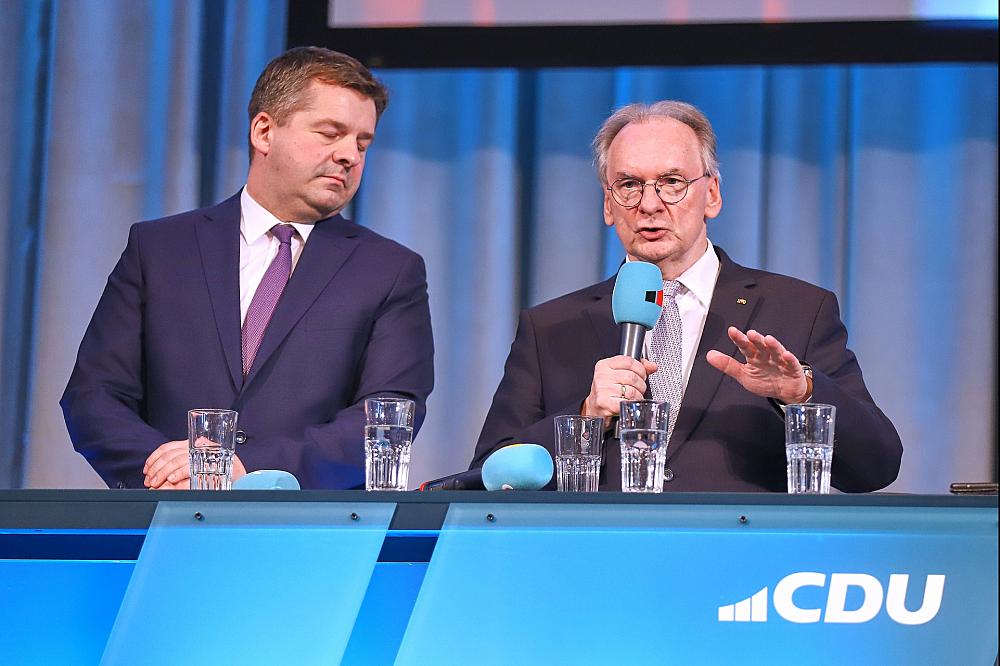 Sven Schulze und Reiner Haseloff (Archiv)