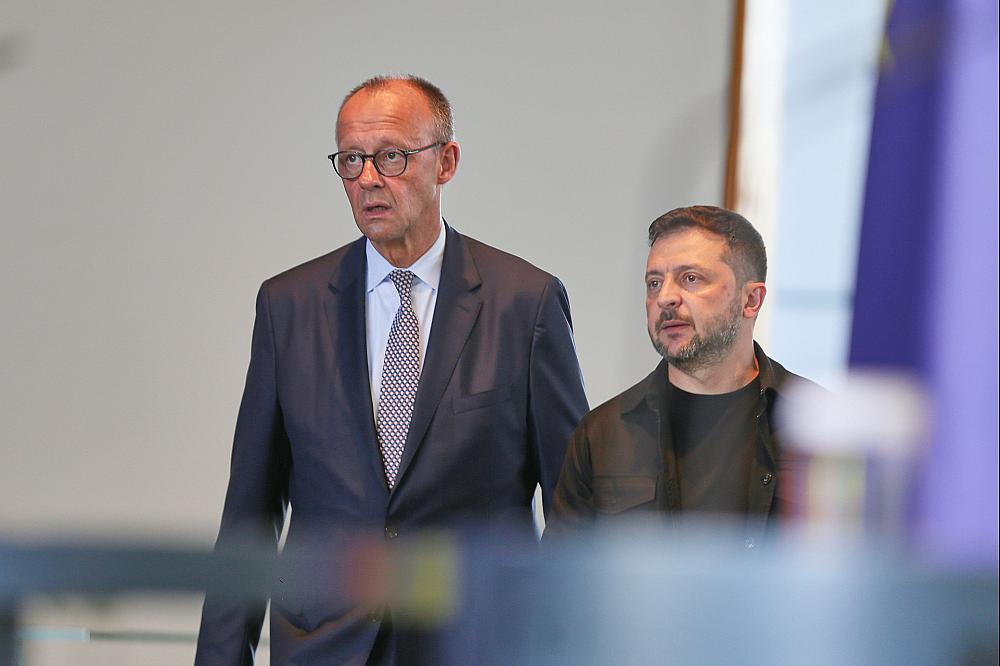 Friedrich Merz und Wolodymyr Selenskyj am 13.08.2025