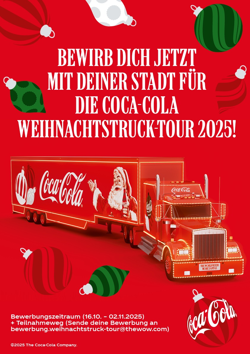 Startschuss für Bewerbungsphase: Jetzt erstmalig Städte für die Coca-Cola Weihnachtstruck-Tour 2025 vorschlagen!