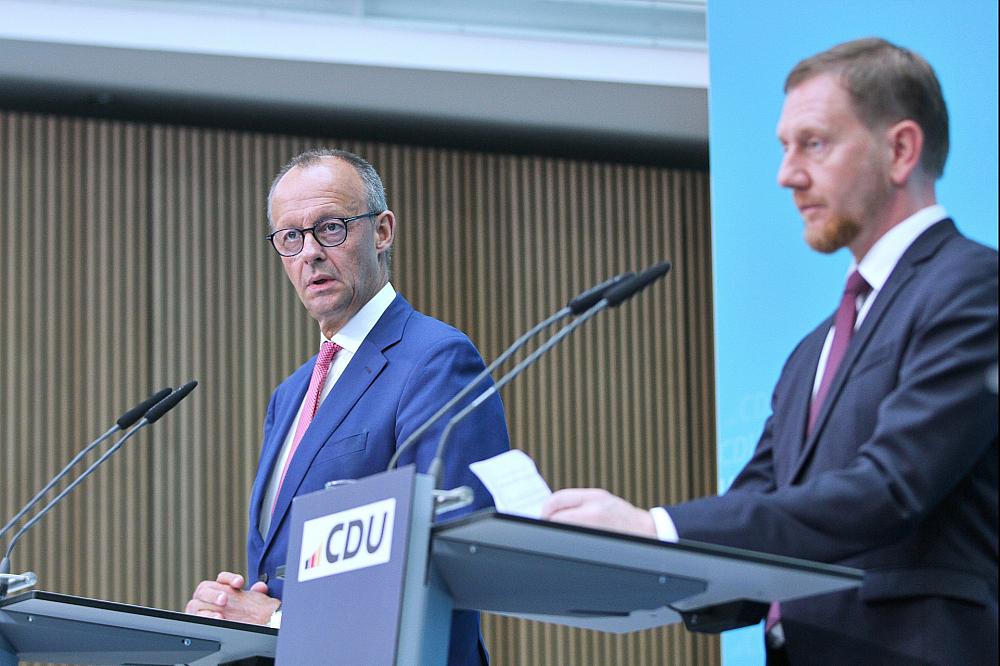Friedrich Merz und Michael Kretschmer (Archiv)