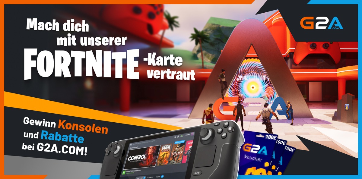 G2A.COM startet mit seiner ersten Fortnite-Map in ein neues Abenteuer / Spielerinnen können bis zum 31. Dezember Steam Decks und exklusive G2A.COM-Prämien gewinnen