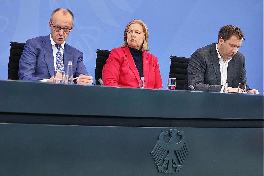 Friedrich Merz, Bärbel Bas, Lars Klingbeil am 11.12.2025