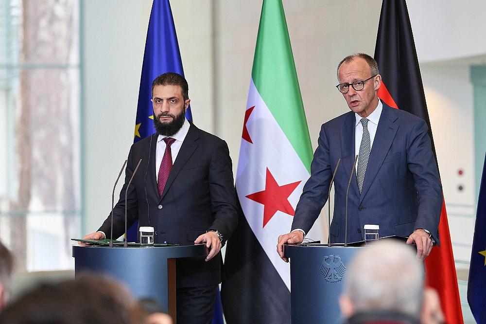 Ahmed al-Scharaa und Friedrich Merz am 30.03.2026