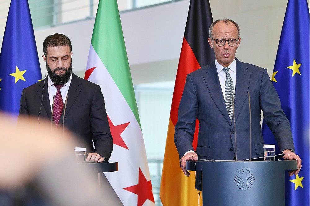 Ahmed al-Scharaa und Friedrich Merz am 30.03.2026