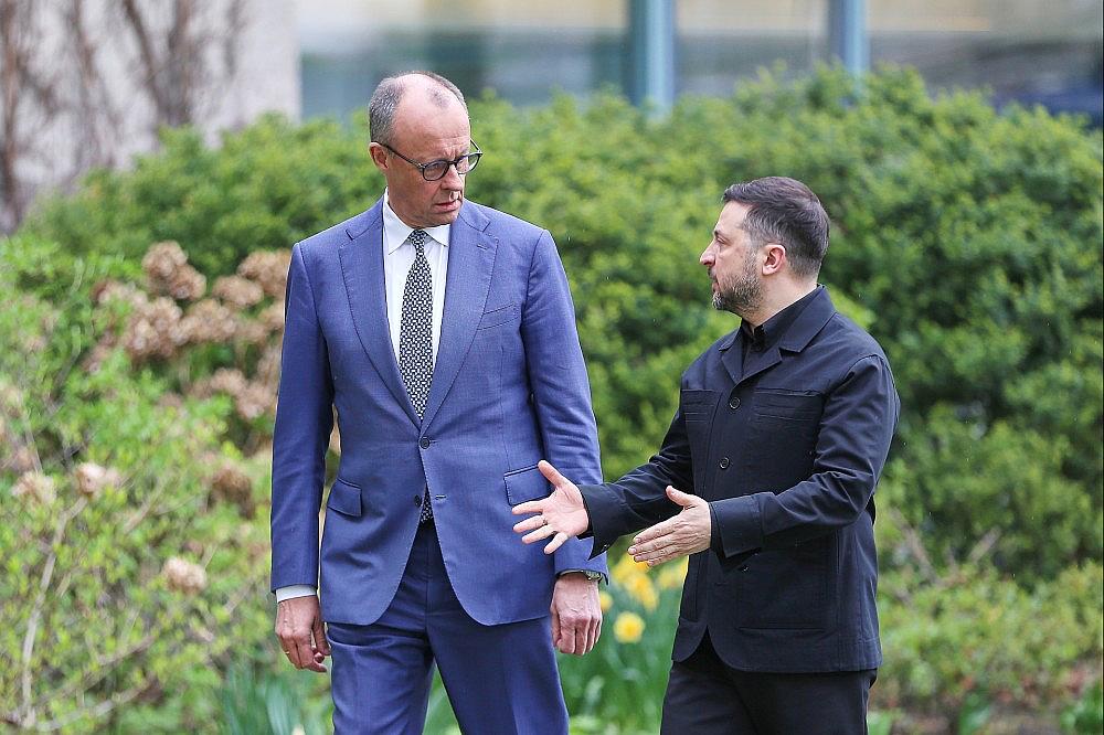 Friedrich Merz und Wolodymyr Selenskyj am 14.04.2026