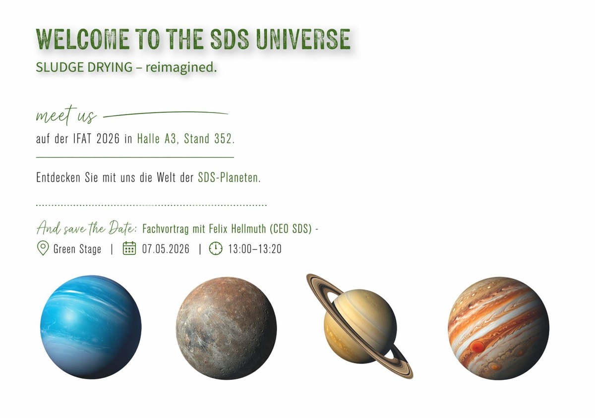 SDS - michel gmbh präsentiert neue Generation der Schlammtrocknung auf der IFAT München / Brüdenfreie Schlammtrocknung ohne Halleninfrastruktur: hohe Effizienz und klare Systematik für Betreiber