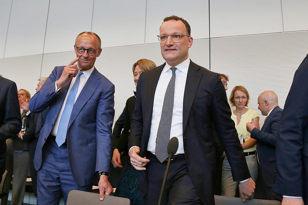Friedrich Merz und Jens Spahn am 05.05.2026