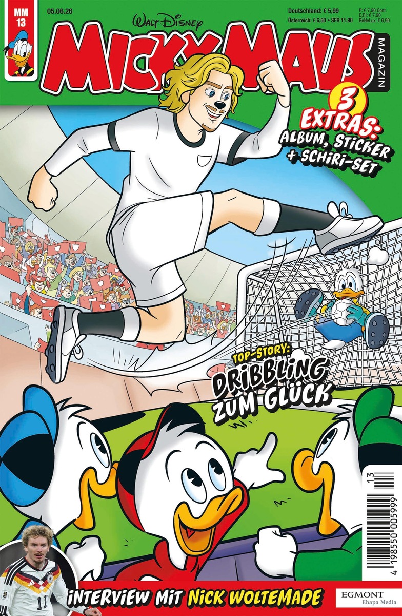 Fußballstar Nick Woltemade duckifiziert im Micky Maus Magazin! presseportal.de