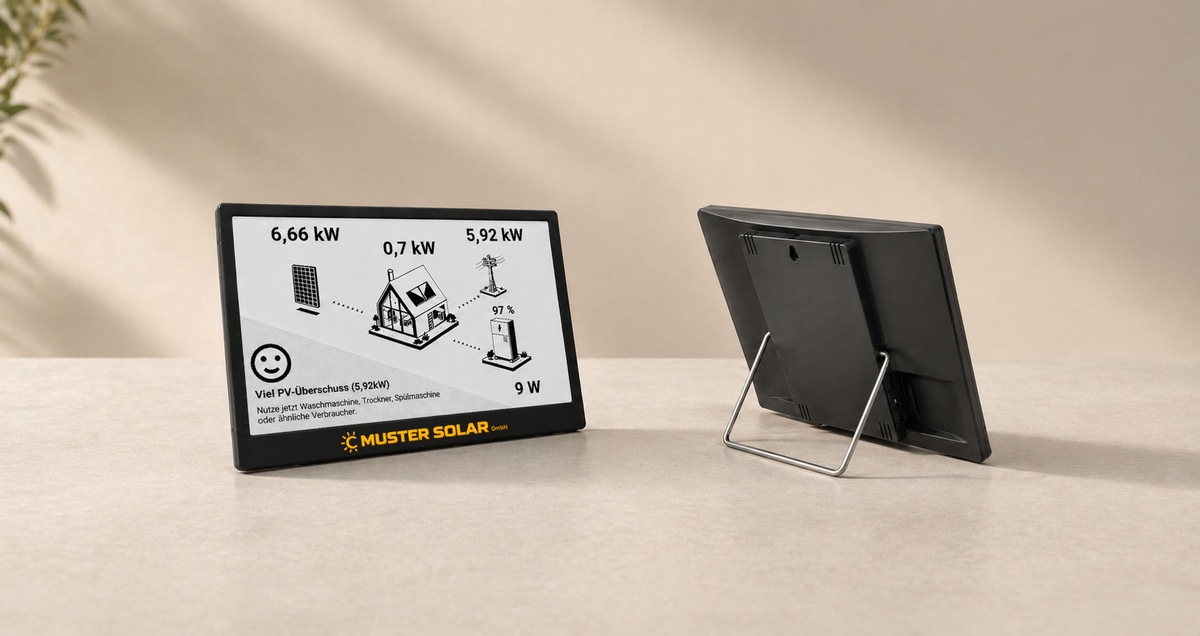 Mehr Sichtbarkeit nach der Installation / Solarfox stellt neues Nano vor: E-Ink-Display für PV-Fachbetriebe